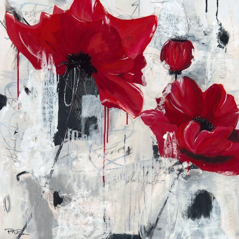 Poppy Love White Modern Wood Framed Art Print by Beer, Pamela K.