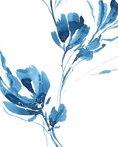 Blue Move 1 Black Ornate Wood Framed Art Print with Double Matting by Binkin, Lesia