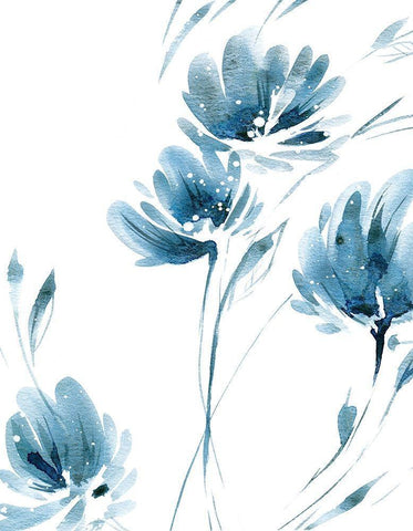 Blue Move 2 Black Ornate Wood Framed Art Print with Double Matting by Binkin, Lesia