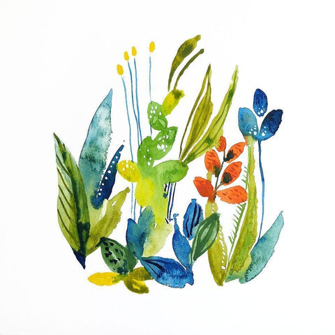 English Garden 1 White Modern Wood Framed Art Print by Binkin, Lesia