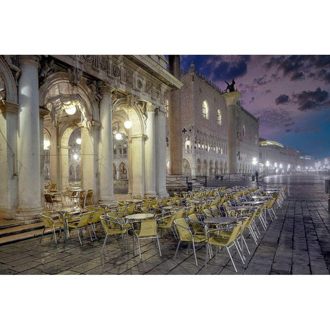 Piazza San Marco Sunrise #18 Black Modern Wood Framed Art Print with Double Matting by Blaustein, Alan