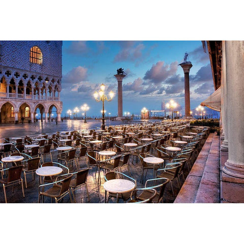 Piazza San Marco Sunrise #21 White Modern Wood Framed Art Print by Blaustein, Alan