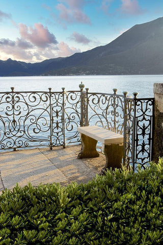 Giardino sul Lago #8 Black Ornate Wood Framed Art Print with Double Matting by Blaustein, Alan