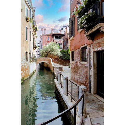 Venetian Canale #8 Black Modern Wood Framed Art Print with Double Matting by Blaustein, Alan