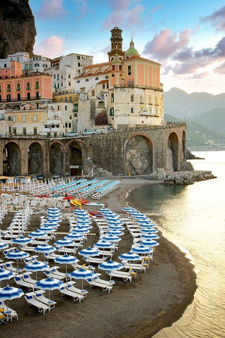 Sunrise Atrani #4 White Modern Wood Framed Art Print with Double Matting by Blaustein, Alan