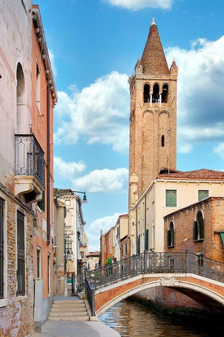 Venezia Canale #1 White Modern Wood Framed Art Print with Double Matting by Blaustein, Alan