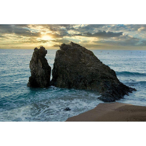 Monterosso Seaside #5 White Modern Wood Framed Art Print by Blaustein, Alan