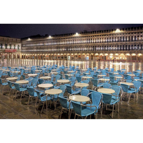 Piazza San Marco At Night Gold Ornate Wood Framed Art Print with Double Matting by Blaustein, Alan
