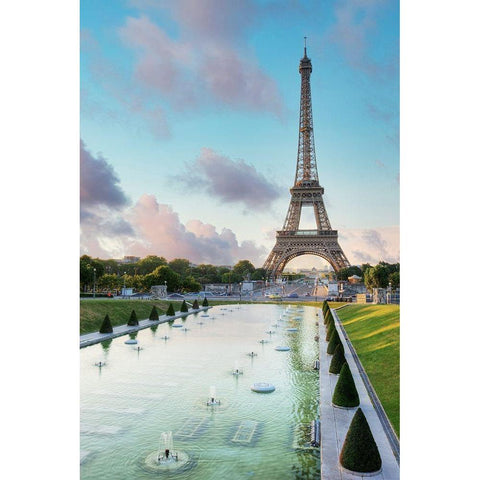 Eiffel Tower View I Black Modern Wood Framed Art Print with Double Matting by Blaustein, Alan