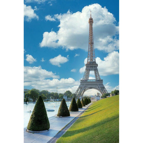 Eiffel Tower View II Black Modern Wood Framed Art Print with Double Matting by Blaustein, Alan
