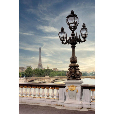 View of Eiffel Tower White Modern Wood Framed Art Print by Blaustein, Alan