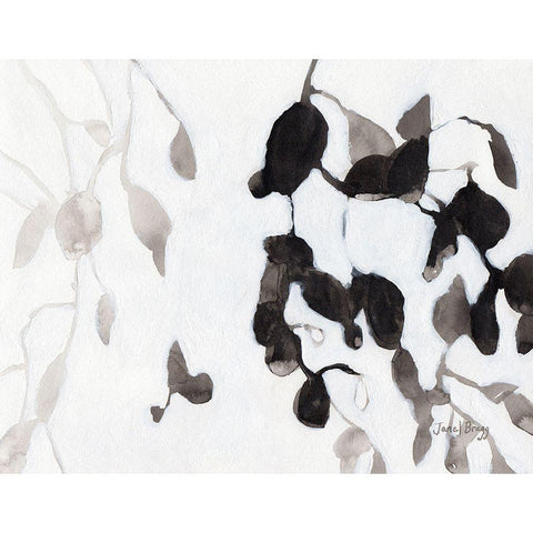 Leaves in Black and White White Modern Wood Framed Art Print by Bragg, Janel