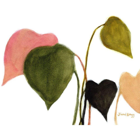 Philodendron in Rosy Greens No. 2 Gold Ornate Wood Framed Art Print with Double Matting by Bragg, Janel