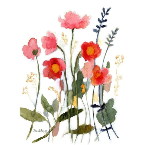 Floral with Wild Roses No. 2 White Modern Wood Framed Art Print by Bragg, Janel