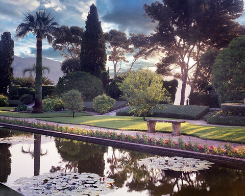 Banc de Jardin No. 32 White Modern Wood Framed Art Print with Double Matting by Blaustein, Alan