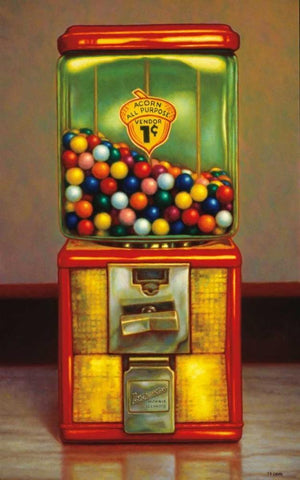 Gumball Machine X Black Ornate Wood Framed Art Print with Double Matting by Colletta, TR
