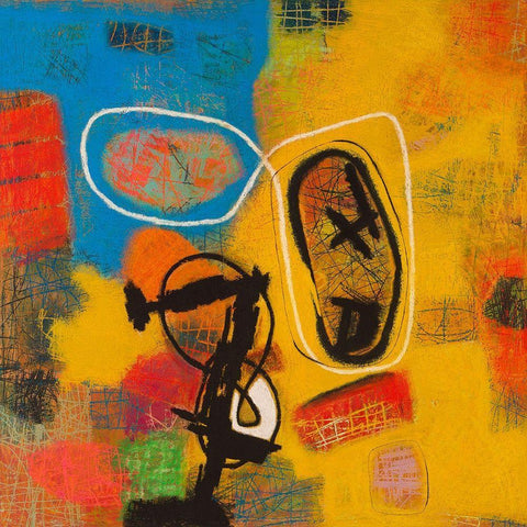 Conversations in the Abstract #32 Black Ornate Wood Framed Art Print with Double Matting by Downs