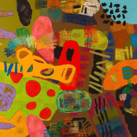Conversations in the Abstract #19 Gold Ornate Wood Framed Art Print with Double Matting by Downs
