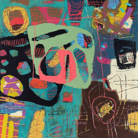 Conversations In The Abstract No. 108 Black Ornate Wood Framed Art Print with Double Matting by Downs