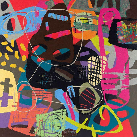Conversations In The Abstract No. 111 Black Modern Wood Framed Art Print by Downs