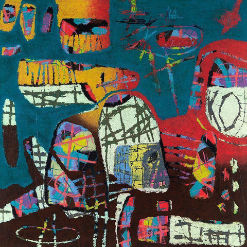 Conversations In The Abstract No. 114 Black Modern Wood Framed Art Print by Downs