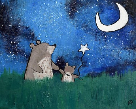 Two Bears White Modern Wood Framed Art Print with Double Matting by Doss, Andrea