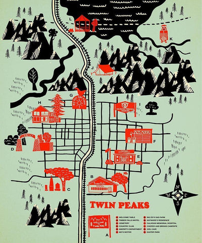 Welcome to Twinpeaks Black Ornate Wood Framed Art Print with Double Matting by Farkas, Robert