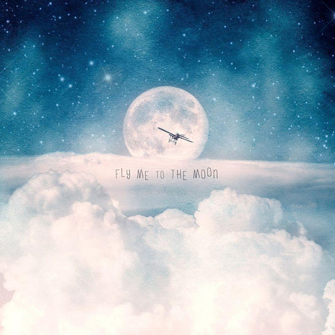 Moonrise Over the Clouds Black Modern Wood Framed Art Print by Flores, Paula Belle