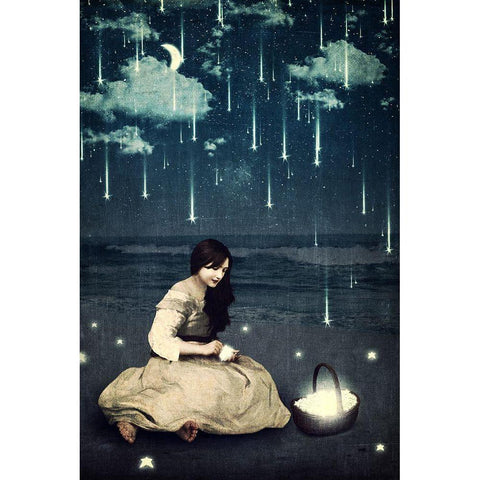 A Basket of Wishes Black Modern Wood Framed Art Print by Flores, Paula Belle