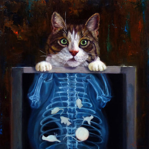 Cat Scan White Modern Wood Framed Art Print with Double Matting by Heffernan, Lucia