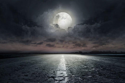 Moon White Modern Wood Framed Art Print with Double Matting by PhotoINC Studio
