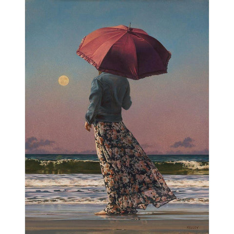 Romancing The Moon Black Modern Wood Framed Art Print by Kelley, Paul
