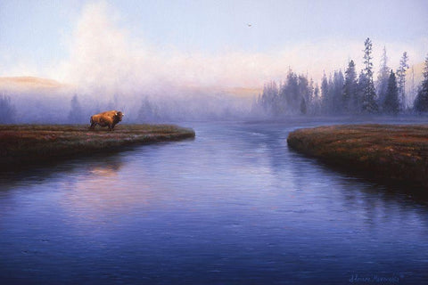 The Mist White Modern Wood Framed Art Print with Double Matting by Manocchia, Adriano