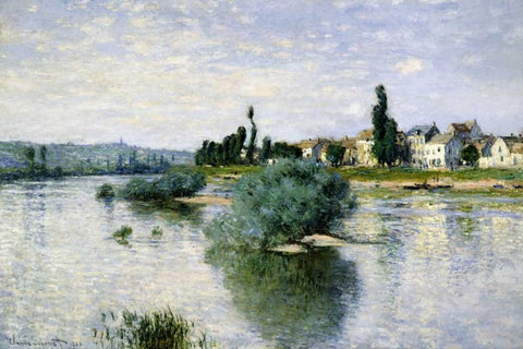 The Seine at Lavacourt White Modern Wood Framed Art Print with Double Matting by Monet, Claude