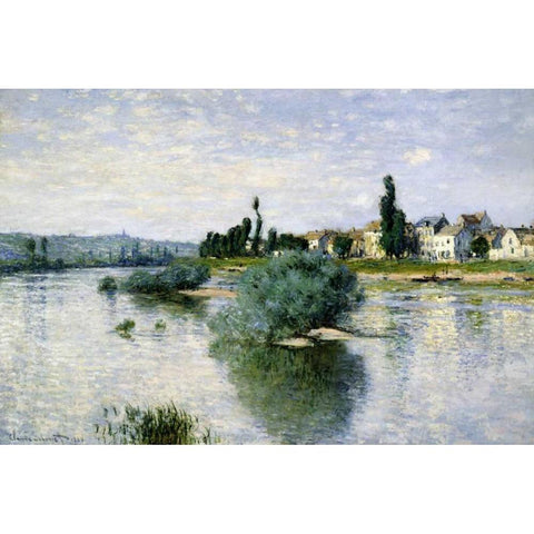 The Seine at Lavacourt Black Modern Wood Framed Art Print with Double Matting by Monet, Claude