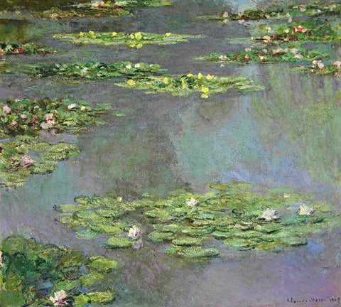 Nymphe as, 1905 White Modern Wood Framed Art Print with Double Matting by Monet, Claude