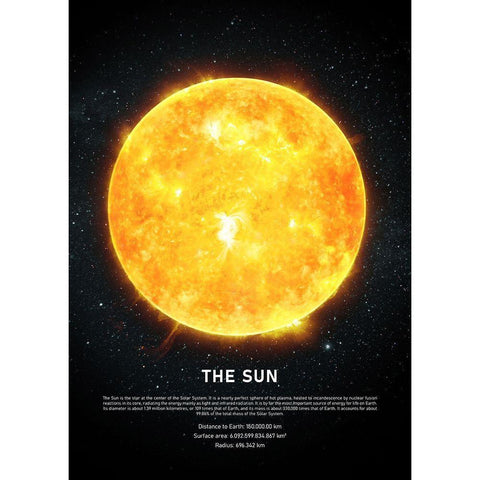 The Sun Black Modern Wood Framed Art Print by Design Fabrikken