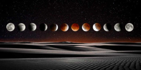Blood Moon Eclipse Black Ornate Wood Framed Art Print with Double Matting by ODell, Dale