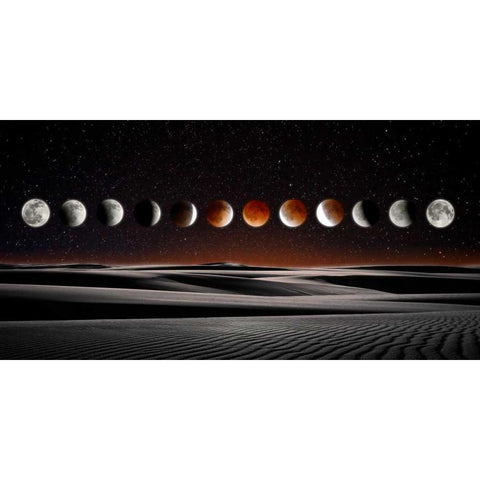 Blood Moon Eclipse Black Modern Wood Framed Art Print by ODell, Dale