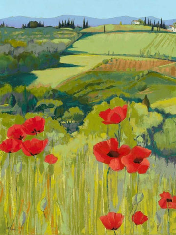 Field of Poppies White Modern Wood Framed Art Print with Double Matting by Parsons, Jane Henry