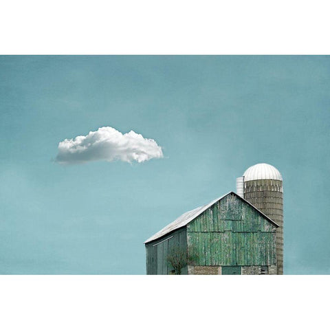 Green Barn and Cloud Black Modern Wood Framed Art Print by Ryan, Brooke T.