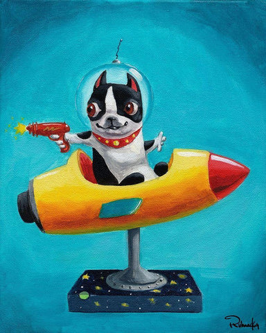 Rocket Blue White Modern Wood Framed Art Print with Double Matting by Rubenacker, Brian