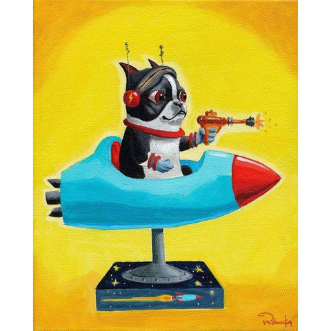 Rocket Yellow Black Modern Wood Framed Art Print by Rubenacker, Brian