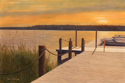 Waterways White Modern Wood Framed Art Print with Double Matting by Romanello, Diane