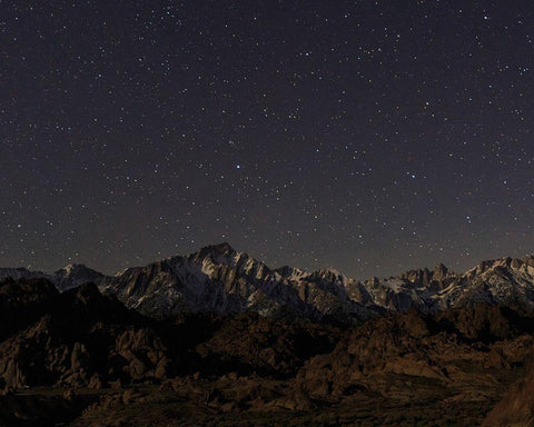 Mount Whitney Moon and Stars White Modern Wood Framed Art Print with Double Matting by Severn, Shawn/Corinne