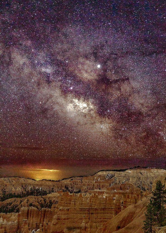 Milky Way over Bryce Canyon (portrait) White Modern Wood Framed Art Print with Double Matting by Severn, Shawn/Corinne
