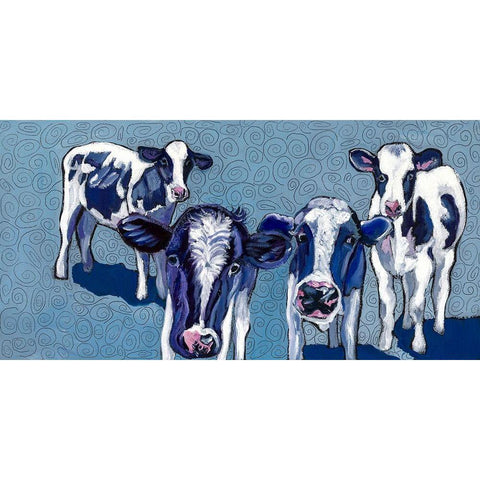 Four Cows Black Modern Wood Framed Art Print with Double Matting by Wronski, Kathryn