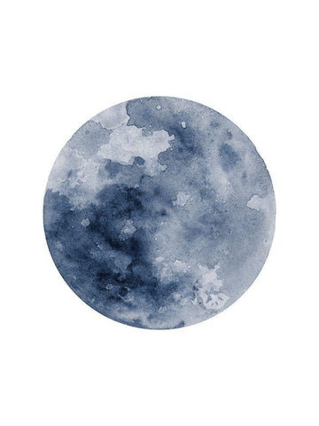 Blue Moon White Modern Wood Framed Art Print with Double Matting by Wong, Brandon