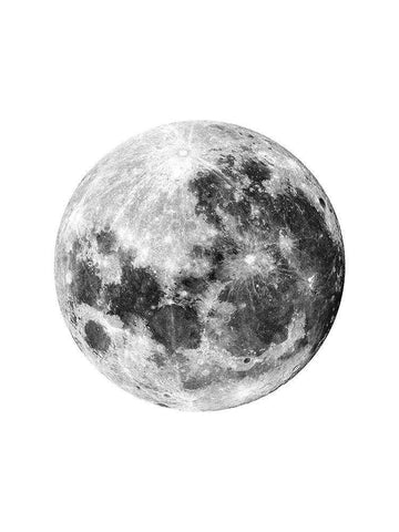 Full Moon White Modern Wood Framed Art Print with Double Matting by Wong, Brandon