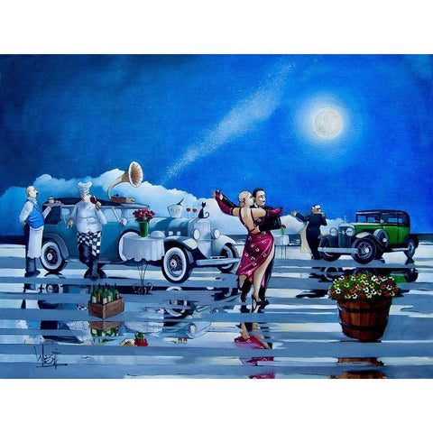 Date Night No. 4 White Modern Wood Framed Art Print by West, Ronald